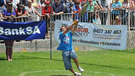 Photgraph of the winner of the tuna toss at the Tunarama festival in Port Lincoln Australia